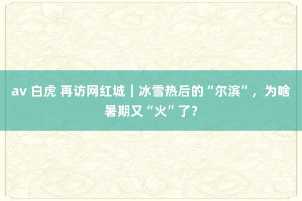 av 白虎 再访网红城｜冰雪热后的“尔滨”，为啥暑期又“火”了？