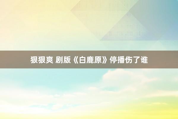 狠狠爽 剧版《白鹿原》停播伤了谁