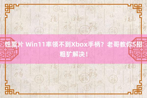 性爱片 Win11率领不到Xbox手柄？老哥教你5招粗犷解决！