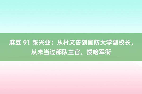 麻豆 91 张兴业：从村文告到国防大学副校长，从未当过部队主官，授啥军衔