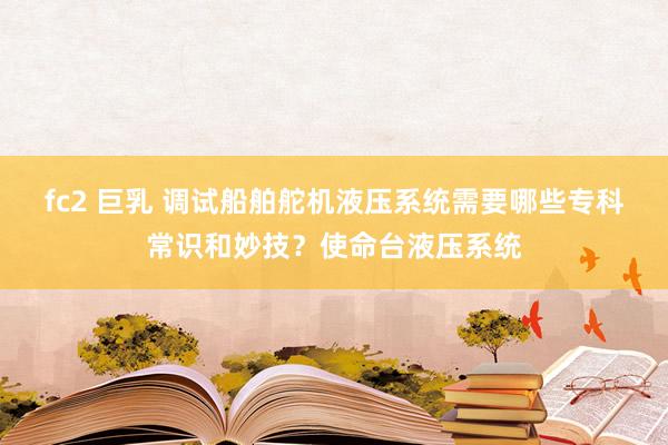fc2 巨乳 调试船舶舵机液压系统需要哪些专科常识和妙技？使命台液压系统
