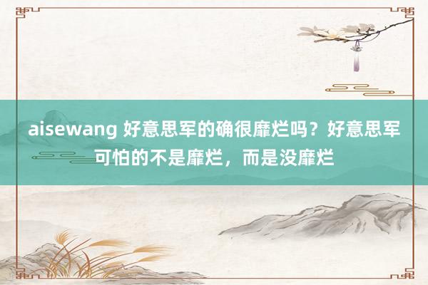aisewang 好意思军的确很靡烂吗？好意思军可怕的不是靡烂，而是没靡烂