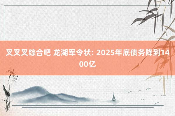 叉叉叉综合吧 龙湖军令状: 2025年底债务降到1400亿