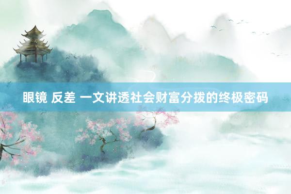 眼镜 反差 一文讲透社会财富分拨的终极密码