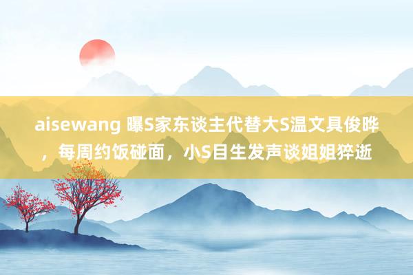 aisewang 曝S家东谈主代替大S温文具俊晔，每周约饭碰面，小S目生发声谈姐姐猝逝